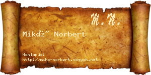 Mikó Norbert névjegykártya